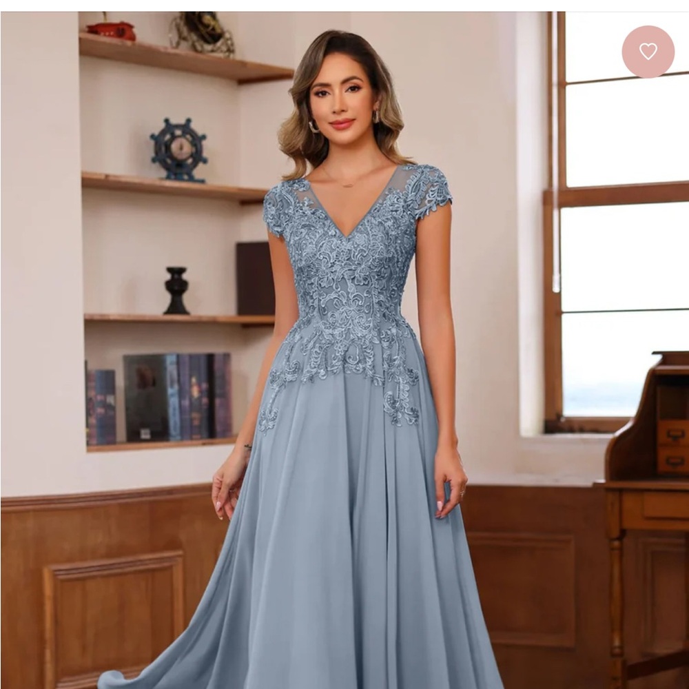 Elegant Blue Lace Maxi Dress